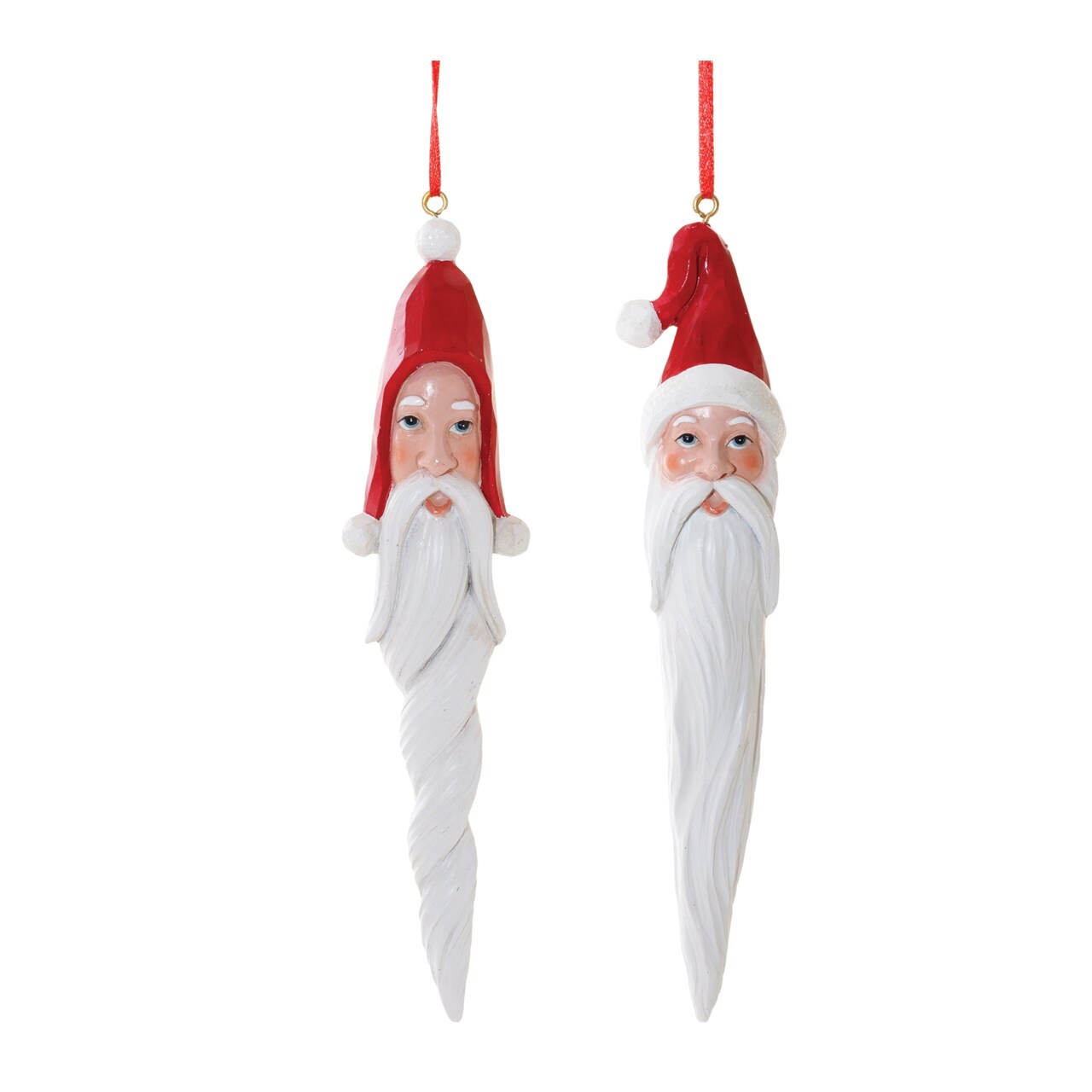 Melrose Set of 6 Long Beard Santa Drop Christmas Ornaments 8.25"